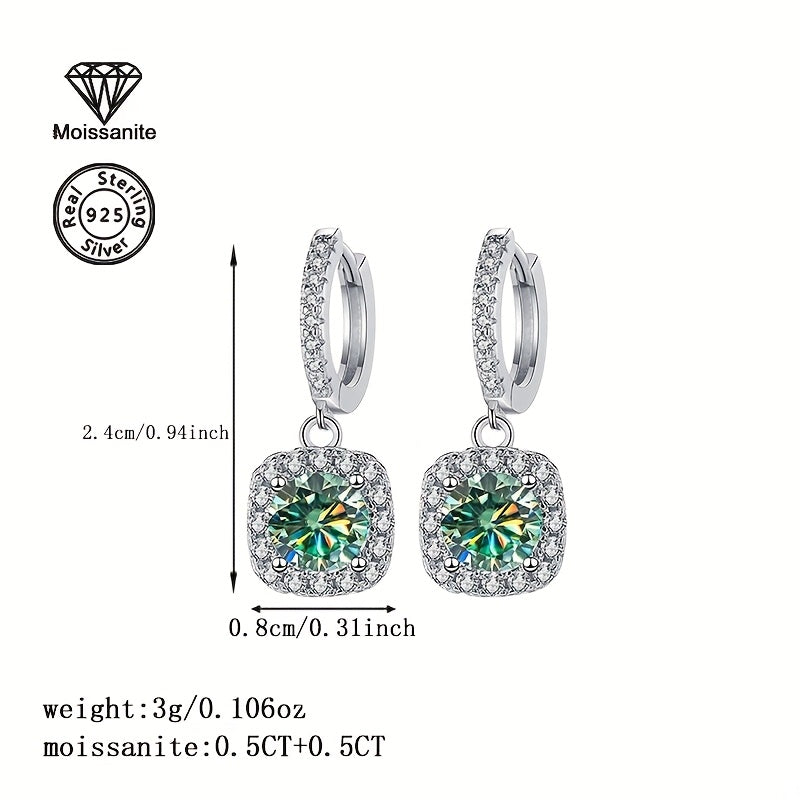 1 Carat Moissanite Square Earrings – S925 Sterling Silver Sparkle