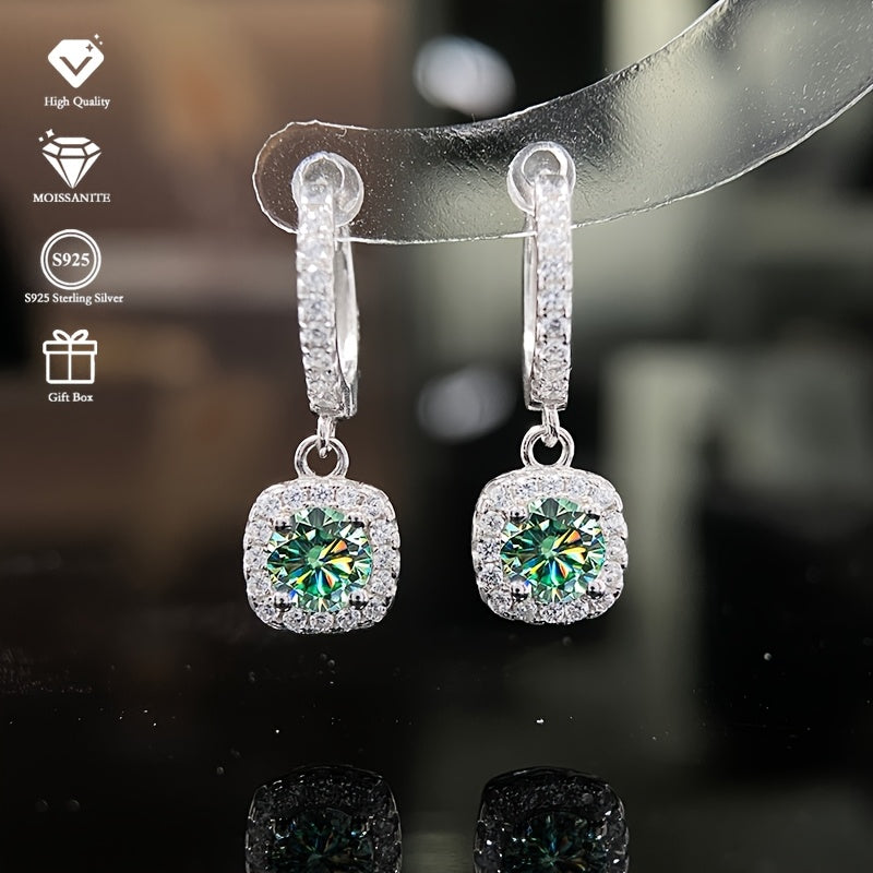1 Carat Moissanite Square Earrings – S925 Sterling Silver Sparkle