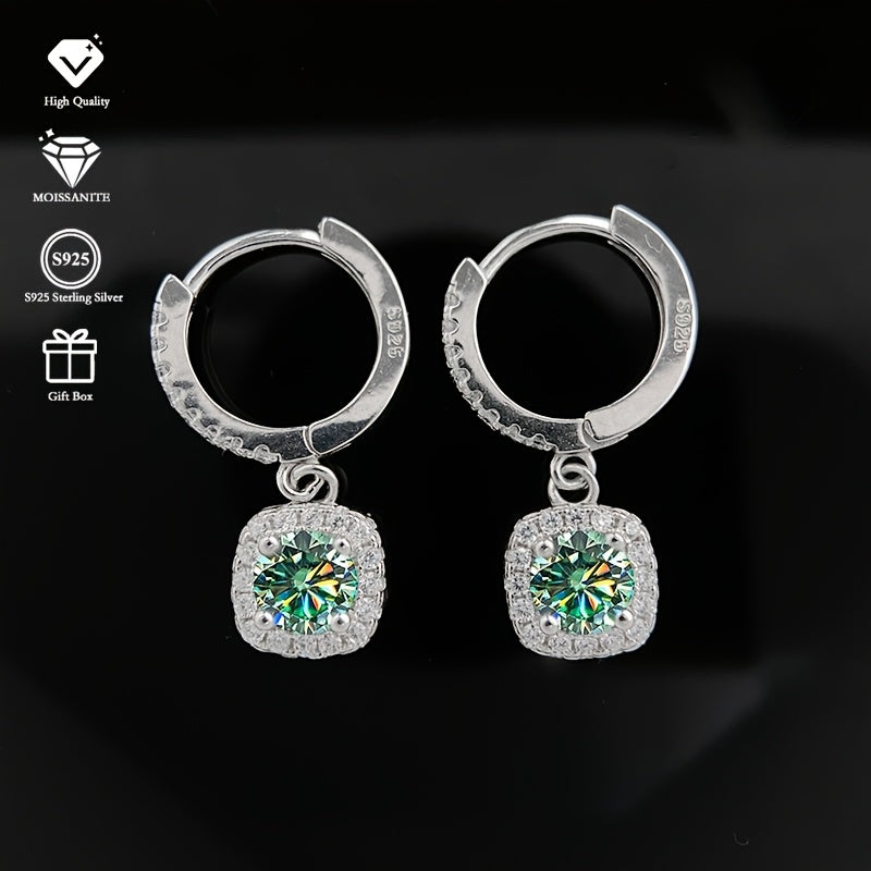 1 Carat Moissanite Square Earrings – S925 Sterling Silver Sparkle