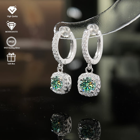 1 Carat Moissanite Square Earrings – S925 Sterling Silver Sparkle