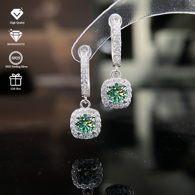 1 Carat Moissanite Square Earrings – S925 Sterling Silver Sparkle