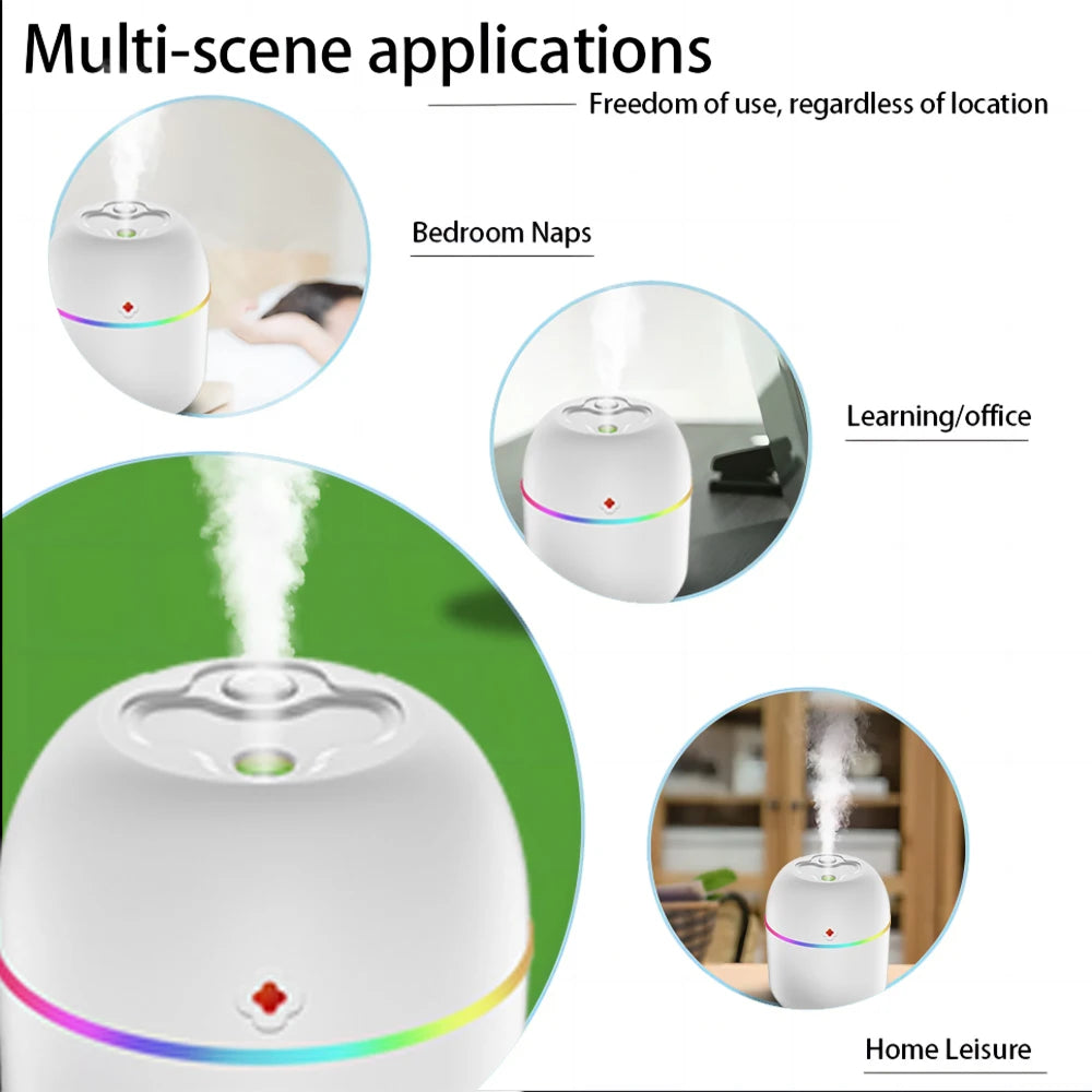 Mini USB Air Humidifier – Silent Aromatherapy Diffuser with 7-Color LED Light