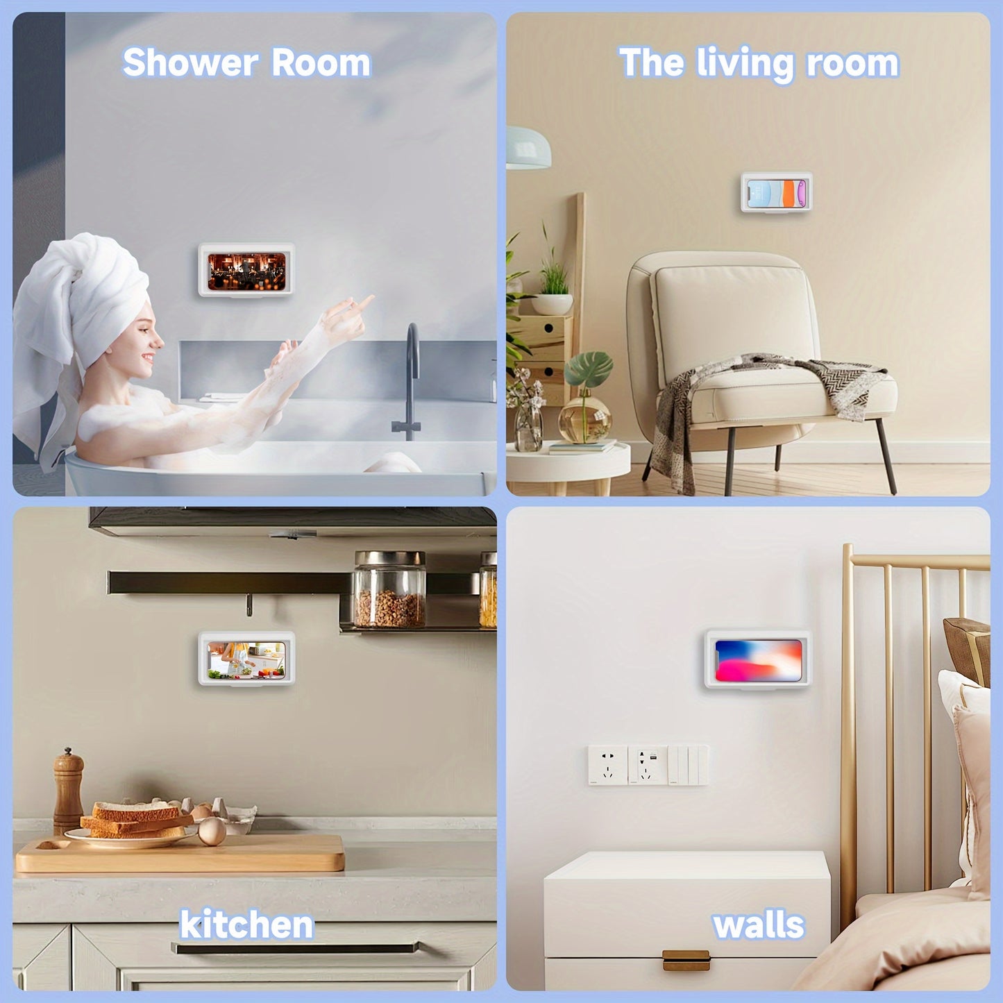 Waterproof Shower Phone Holder with Touchable Screen – Wall Mount Case for All Smartphones